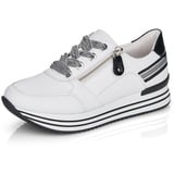 REMONTE Damen D1312 Sneaker, Weiss/Black / 80,41 EU Weit