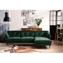 Ecksofa TRENDS BY HG "Japan L-Form", grün, B:270cm H:84cm T:155cm, Sofas, mit Fuß in Holz-Metallkombination, Recamiere rechts oder links