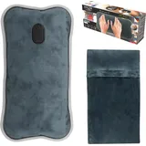 Adler AD 7439 Elektro-Wärmflasche – 37×17×6,5 cm – Dunkelgrau – Weicher Fleece-Bezug & 360W Schnellheizung