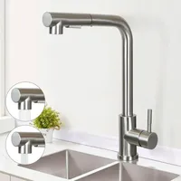 Wasserhahn Küche Küchenarmatur Ausziehbar - Mischbatterie Mit Brause Spültischarmatur Spüle 360° Drehbar Armatur Edelstahl 2 Stück Strahlarten Küchenwasserhahn - Gebürstet Nickel - Gbly