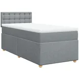 vidaXL Boxspringbett mit Matratze Hellgrau 100x200 cm Stoff