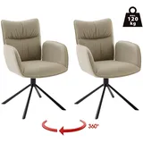 MCA Furniture Esszimmerstuhl (2er Set) - Stuhl", braun (cappuccino, schwarz), B:61cm H:91cm T:66cm, Polyester, Stühle, 360 drehbar, Metall schwarz, beweglichen Rücken, belastbar 120 kg