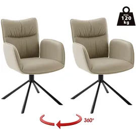 MCA Furniture Esszimmerstuhl (2er Set) - Stuhl", braun (cappuccino, schwarz), B:61cm H:91cm T:66cm, Polyester, Stühle, 360 drehbar, Metall schwarz, beweglichen Rücken, belastbar 120 kg