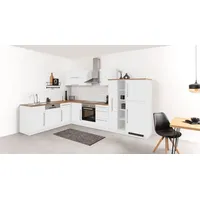 kochstation Winkelküche KS-Samos L-Form 340 cm weiß