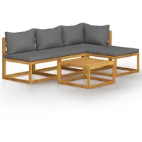 vidaXL Garten-Lounge-Set 5-tlg. grau Akazie