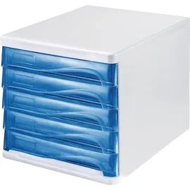 tarifold s. a. s. Schubladenbox 5 Schubl.weiß/blautransparent Ku.H245xB265xT340mm HELIT