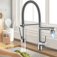 Edelstahl LED Küchenarmatur Ausziehbar Brause Küche Wasserhahn Einhandmischer