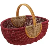 Frank Flechtwaren Einkaufskorb "Rot/Natur", toller einkaufsbegleiter, Schönes Geschenk, Praktisch