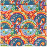 SCHÖNER LEBEN. Stoff Faschingsstoff Polyester Flower Power Hippies bunt 1,5m Breite bunt