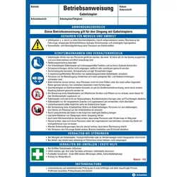 König Werbeanlagen Dreifke® Maschinenbetriebsanweisung Gabelstapler, Kunststoff, 210x297mm, ASR A1.3, DIN EN ISO 7010