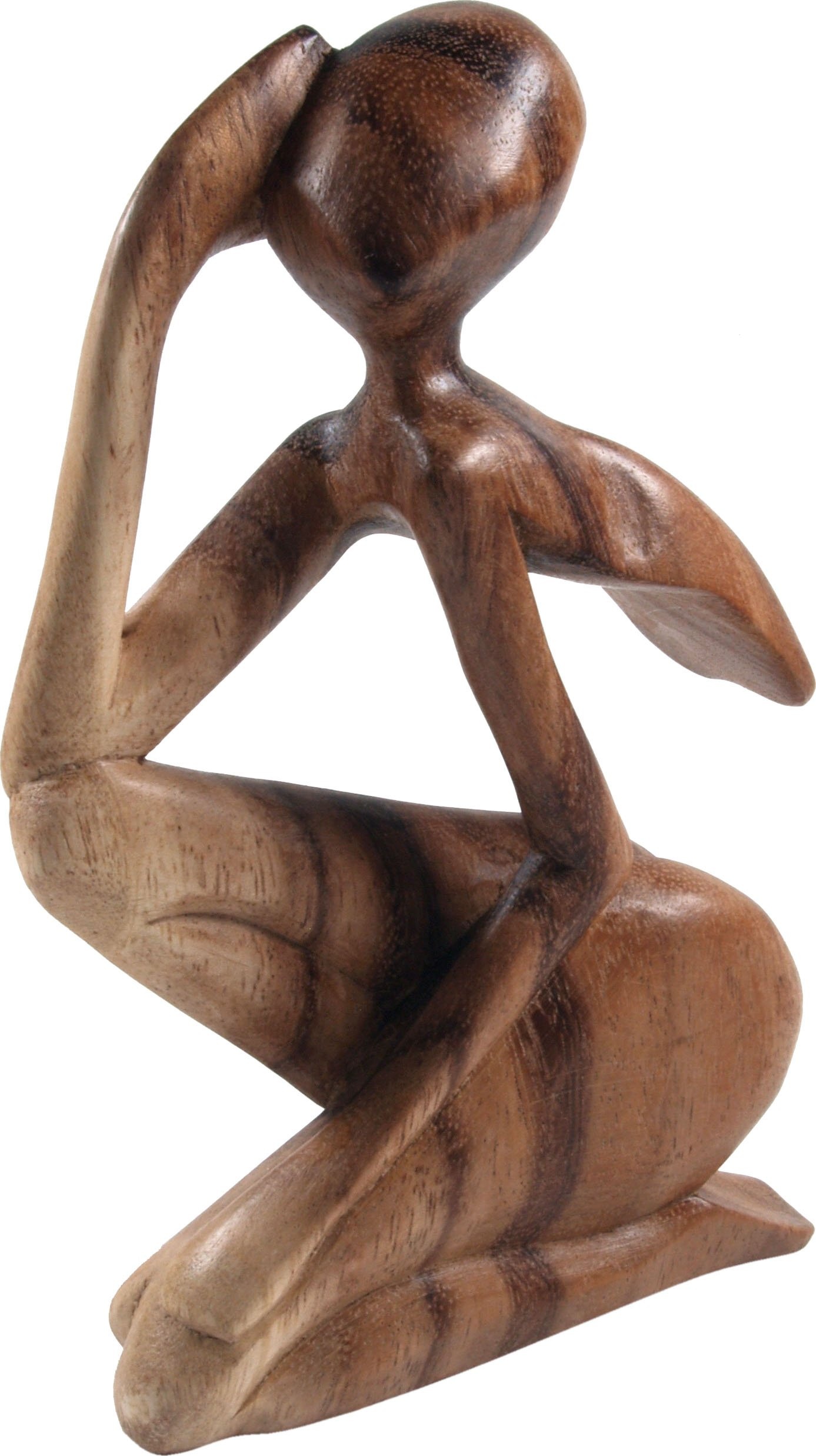 GURU SHOP Holzfigur, Statue, Deko Objekt Feng Shui - `Denker`, Braun, Größe/Farbe: 20 cm/Hell, Dekoobjekte