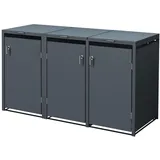 ML-Design Mülltonnenbox 3er für 3 Tonnen 240L 200x80x116,3 cm, Anthrazit, Stahl, wetterfest, Abschließbare Mülltonnenverkleidung mit Klappdeckel/3