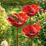 Misorat Blumen Gartenstecker Vogeltränke, Metall Blume Bienentränke Für Den Garten, Handmade Metal Flower Garden Stake Bird Bath, Insektentränke Gartens Für Bienens Schmetterlingstränke,3 Stück
