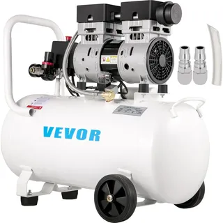 Vevor Flüsterkompressor 50 L, Leise Ölfrei Kompressor 750 W, Ölfrei Luftkompressor 68 dB, Druckluftkompressor 230 V, Silent Druckluft Kessel 170 L / min Abgasvolumen, mit Eingebautem Abluftventilator