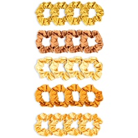 Kicura Haargummi Scrunchy Set - 20er Set mit 5 Farben je 4 Stück, oder 10er Set in Schwarz, Ausführung:20er Set - Goldy, Anzahl:20 stück (1er Pack)
