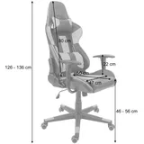 Mendler Bürostuhl HWC-F84, Schreibtischstuhl Gamingstuhl Chefsessel Drehstuhl, Kunstleder - schwarz/grau