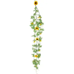 Kunstblume I.GE.A. "Sonnenblumenranke", gelb (gelb, muttertag, ostern, valentinstag, vatertag, weihnachten), B:16cm H:125cm L:6cm, Obermaterial: 80% Polyester, 20% Kunststoff, Kunstpflanzen, Künstlich Sonnenblumen Girlande Reben Hochzeit Landhaus Blumenkette