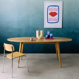 sweeek Ovaler Esstisch 6 Plätze 0 x 0 x 0 cm Braun/Schwarz