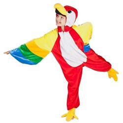Boland Kostüm Bunter Papagei, Overall-Kostüm mit Tierkopf-Kapuze rot 140