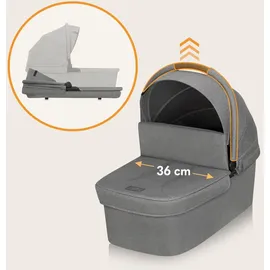 lionelo Kombikinderwagen MERIL 2-in-1 Babywanne bis zu 9 kg, 0-48 Monate bis zu 22 kg, Geländeräder 360°, Vollfederung, XXL-Verdeck - Grau