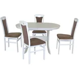 HOFMANN LIVING AND MORE Essgruppe »5tlg. Tischgruppe«, (Spar-Set, 5 tlg 5tlg. Tischgruppe), weiß + braun, + weiß, , 42834033-0 B/H/T: 45 cm x 95 cm x 48 cm,