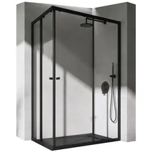 doporro Eckdusche Eckeinstieg Duschabtrennung Doppel Schiebetür ESG Glas Duschtür Rav16k, BxT: 100x120 cm 100 cm x 120 cm