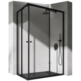 doporro Eckdusche Eckeinstieg Duschabtrennung Doppel Schiebetür ESG Glas Duschtür Rav16k, BxT: 100x120 cm 100 cm x 120 cm