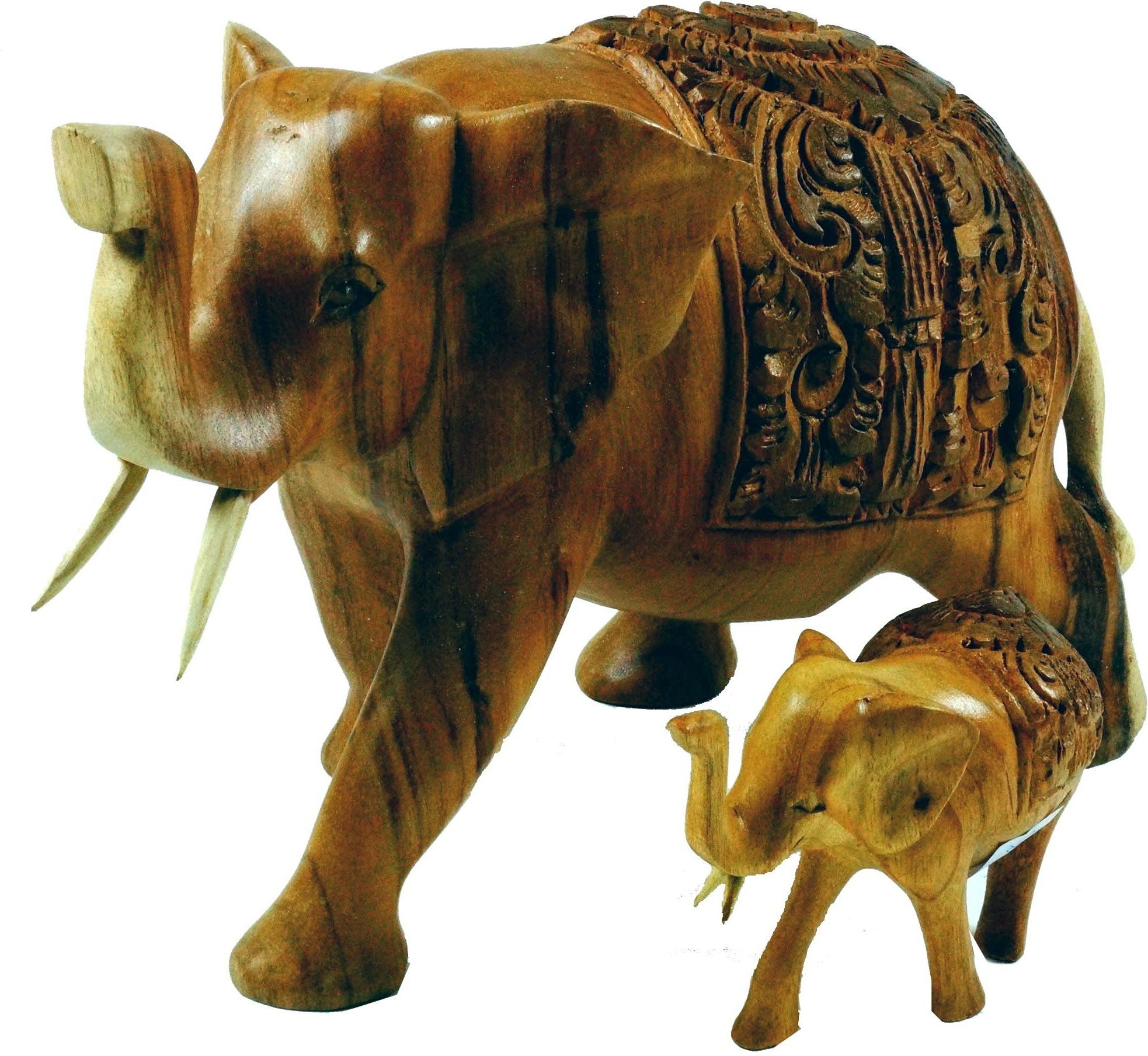 GURU SHOP Geschnitzter Deko Elefant in 2 Größen, Holz, Größe: Groß (20x30x14 cm), Tierfiguren