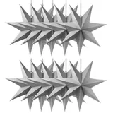 Frau Wundervoll Frau WUNDERVoll® Faltsterne grau 10 Stück Durchmesser 40 cm 7 Zacken geschlossene Oberfläche Feste Pappe