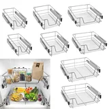 Froadp Küchen Regal Teleskopschublade, Aufbewahrungskörbe mit Schubladenauszüge, Schrankauszug Ausziehbare Ablage, Schrankkörbe für 40cm Schränke (Tatsächliche Breite 37cm, 2 Stück)