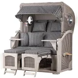 Mr. Deko bene,iving Strandkorb Komplettset Ammersee Mahagoni washed grey PE Koboo grey Modell 500