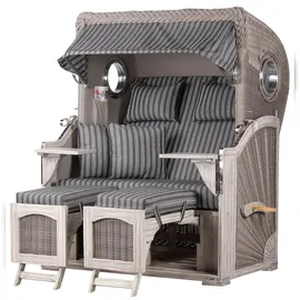Mr. Deko bene,iving Strandkorb Komplettset Ammersee Mahagoni washed grey PE Koboo grey Modell 500