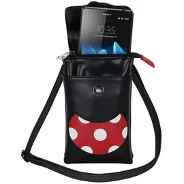 Disney Minnie Maus Face-Handytasche, Schwarz, 12 x 20 cm
