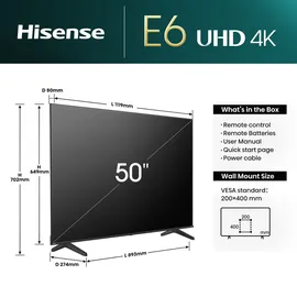 Hisense 50E6NT 50 Zoll 4K UHD Smart TV