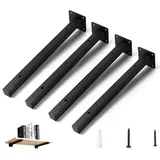 HOME COMPOSER Regalträger Metall Schwarz 35cm, Schwimmende Regalhalterung 4 Stück für DIY Wandregal Montieren, Wandhalterung für Kliedung, Bücher in Wohnzimmer, Büro und Küchen