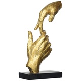 Casablanca modernes Design Casablanca by Gilde Deko-Figur Skulptur Two Hands - Zwei Hände - aus Kunstharz mit Spruchanhänger - goldfarben/schwarz - Liebe - Höhe 29 cm