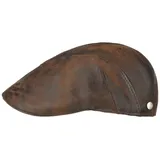 LIERYS Leder Flatcap Herren Made in Italy Schirmmütze mit Baumwollfutter Ledercap Used-Look Sommer Winter braun 55 cm - 55
