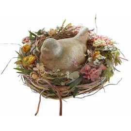 Loberon Deko Figur Nafisah, Charmanter Vogel, Natürliche Stein-Optik, Indoor und Outdoor Geeignet, Dekoration, Tierfiguren, Polyresin, beige