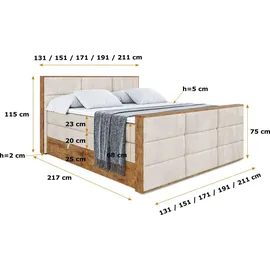 altdecor Boxspringbett 180 x 200 cm H3 Beige