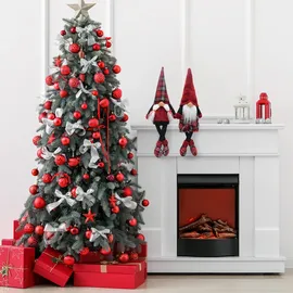 Lemodo Wichtel 2er Set, Weihnachtswichtel als Kantenhocker, Gnome mit karierten Schuhen