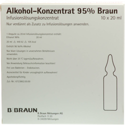 Alkohol 95% Infusionslösungskonzentrat 10X20 ml