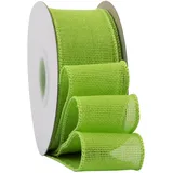 Ribbonitlux Grünes Juteband mit Draht, 5,1 cm x 20 m, Juteband mit Drahtrand, für Geschenkverpackungen, große Schleife, Kranz und Weihnachtsbaum-Dekoration