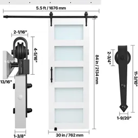 Vevor Schiebetür rechts 76,2 x 213,4 cm weiß