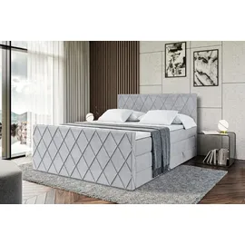 altdecor Boxspringbett mit Matratze und Lattenrost - LEPARO -Z KING - 160x200 cm - Grau Monolith - Topper, Fußteil, Polsterbett mit Bettkasten, Be... - Hellgrau