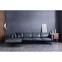 JVmoebel Ecksofa, Italienische Design Möbel Wohnzimmer Leder Ecksofa Couch Polster blau