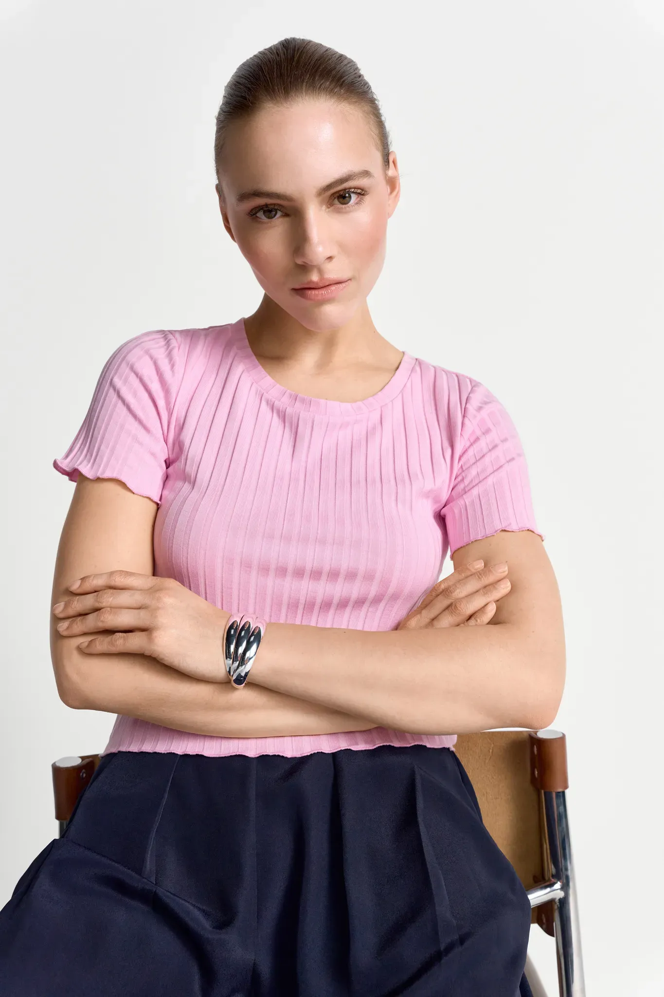 Kurzarmshirt RICHROYAL, Damen, Gr. M, soft orchid, Single Jersey, Obermaterial: 71% Viskose, 25% Polyester, 4% Elasthan, figurbetont normal, tiefer Rundhals, eingesetzt,Ärmel ohne Ärmelschlitz gewellter Abschluss, Shirts, Mit gewelltem Saum an Rumpf und Ärmeln