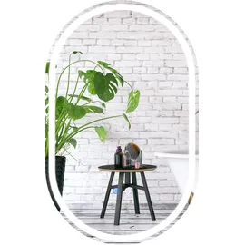 Costway Badspiegel, Badezimmerspiegel mit Beleuchtung, dimmbarer 3-Farben-Temperatur, Antibeschlag-Funktion&HD gehärtetem Glas, Wandspiegel 80x50 cm - Silber