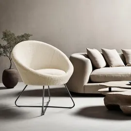 Tectake tectake® Cocktailsessel, Centera, gepolstert, mit Bouclé- oder Samtbezug, pulverbeschichtetes Stahlgestell, 83 x 73 x 82 cm