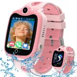 4G Smartwatch Kinder mit GPS und Telefon, Wasserdicht GPS Handy Uhr Kinder Smartwatch mit Videoanruf Anruffunktion IP68 SOS Spiel Voice Chat Wecker Schulmodus, Geschenk für Jungen Mädchen Student