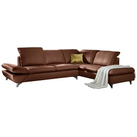 W.Schillig Ecksofa "taoo, elegant und zeitlos, bequem, L-Form", braun (macchiato z73), B:296cm H:84cm T:242cm, Longlife Xtra-Leder Z73: Naturwalkleder der Luxusklasse aus den erlesensten Rohhäuten.